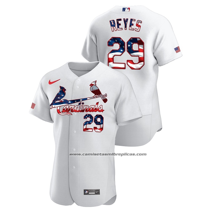 Camiseta Beisbol Hombre St. Louis Cardinals Alex Reyes 2020 Stars & Stripes 4th of July Blanco